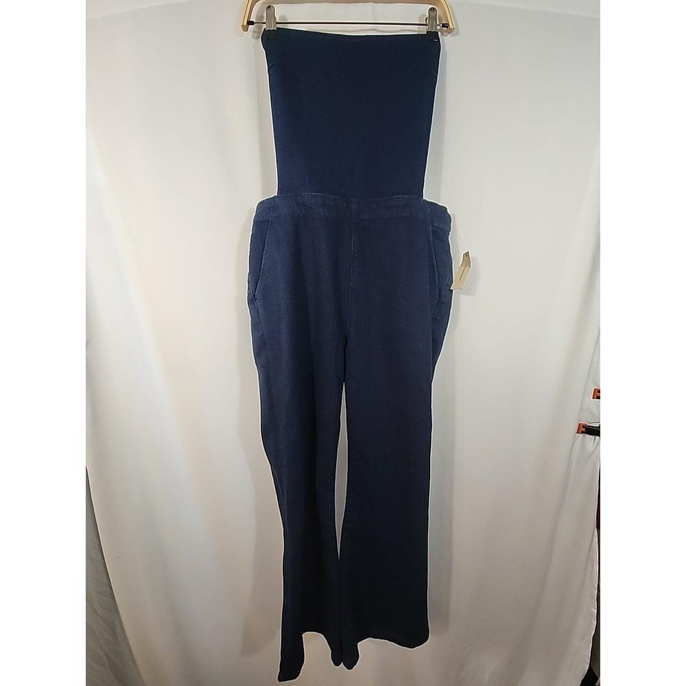 Pilcro Anthropologie‎ Denim Overalls Lace Back Boot Cut Dark Wash Womens 14 NWT